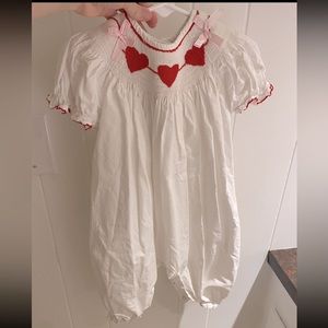 Boutique valentines smocked romper